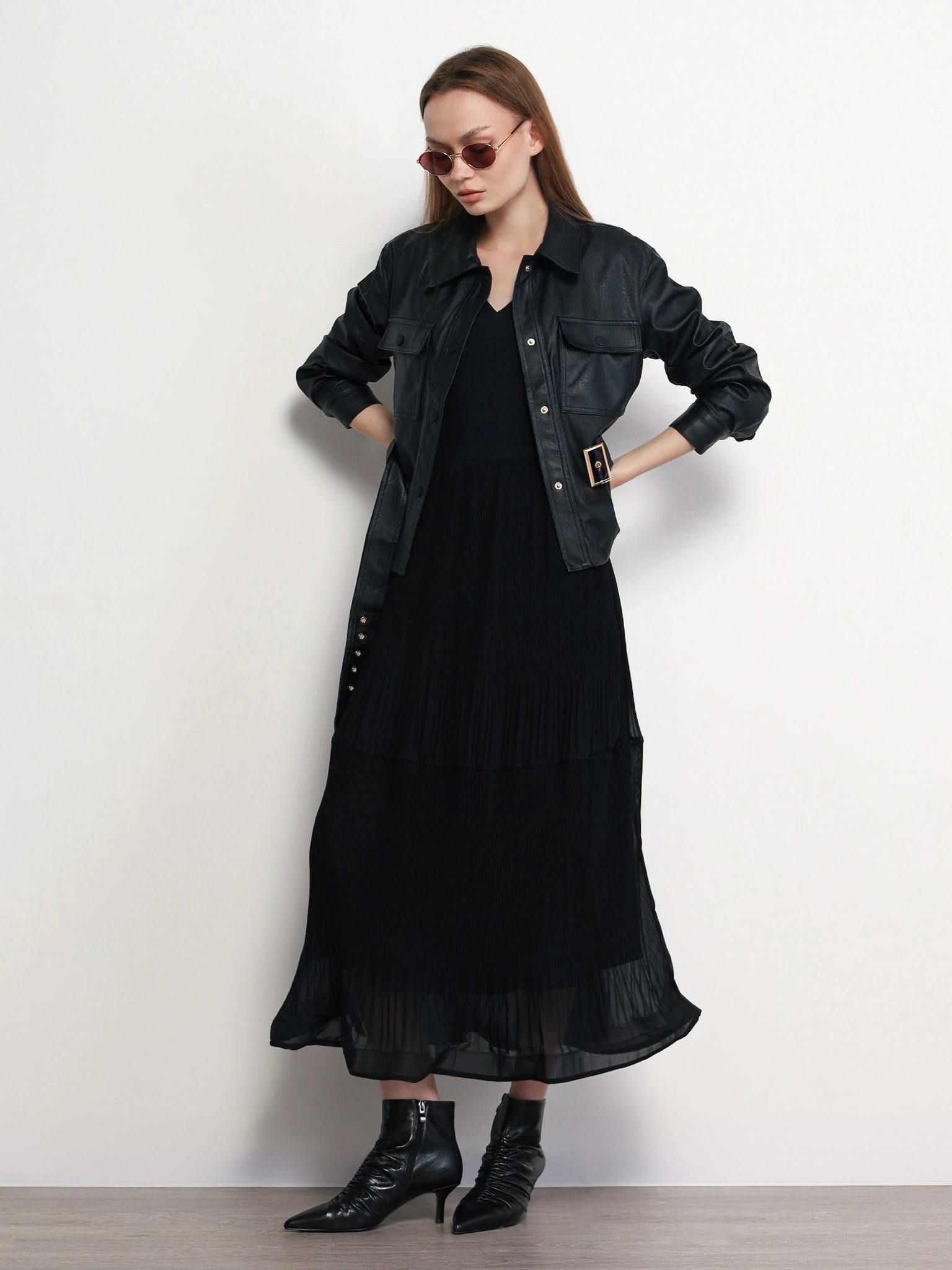 Куртка прямого кроя со съемным поясом